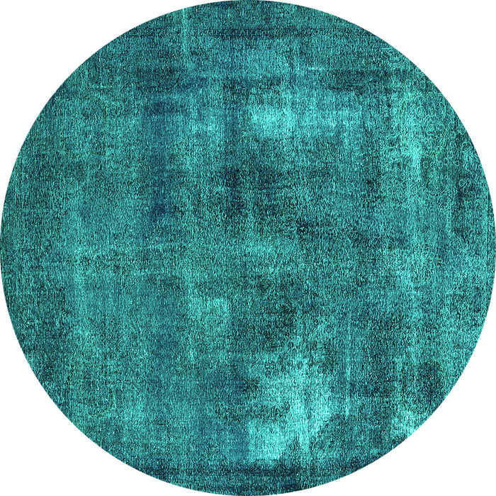 Round Machine Washable Oriental Turquoise Industrial Area Rugs, wshurb592turq