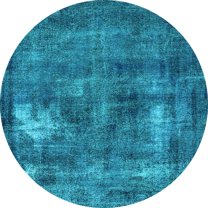 Round Machine Washable Oriental Light Blue Industrial Rug, wshurb592lblu