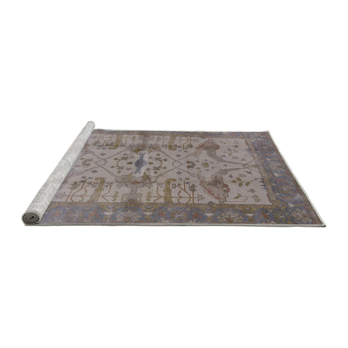 Sideview of Machine Washable Industrial Modern Mauve Taupe Purple Rug, wshurb593