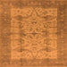 Square Machine Washable Oriental Orange Industrial Area Rugs, wshurb593org