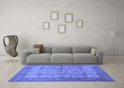 Machine Washable Oriental Blue Industrial Rug in a Living Room, wshurb593blu