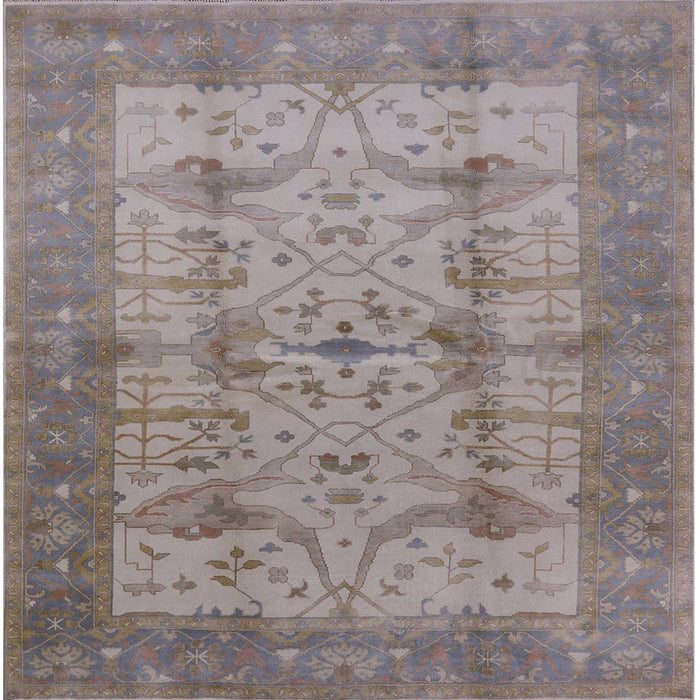 Square Mid-Century Modern Mauve Taupe Purple Oriental Rug, urb593