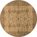 Round Oriental Brown Industrial Rug, urb593brn