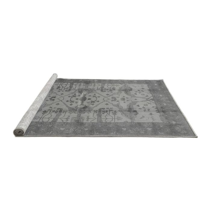 Sideview of Machine Washable Oriental Gray Industrial Rug, wshurb593gry