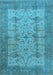 Machine Washable Oriental Light Blue Industrial Rug, wshurb593lblu