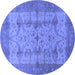 Round Oriental Blue Industrial Rug, urb593blu