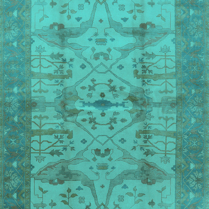 Machine Washable Oriental Turquoise Industrial Area Rugs, wshurb593turq