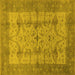 Square Machine Washable Oriental Yellow Industrial Rug, wshurb593yw