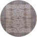 Round Machine Washable Industrial Modern Mauve Taupe Purple Rug, wshurb593