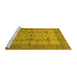 Sideview of Machine Washable Oriental Yellow Industrial Rug, wshurb593yw