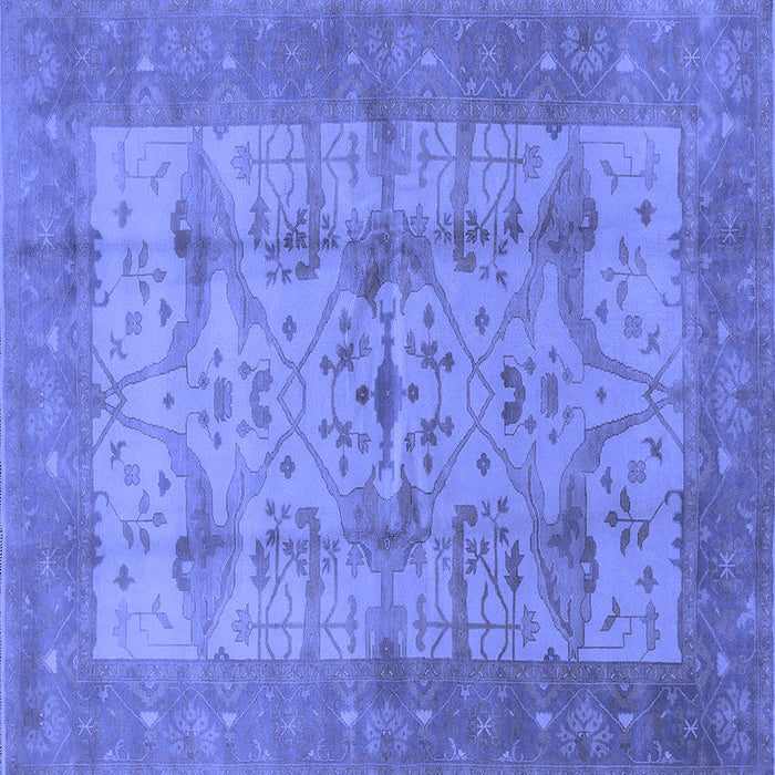 Square Machine Washable Oriental Blue Industrial Rug, wshurb593blu