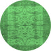 Round Oriental Emerald Green Industrial Rug, urb593emgrn