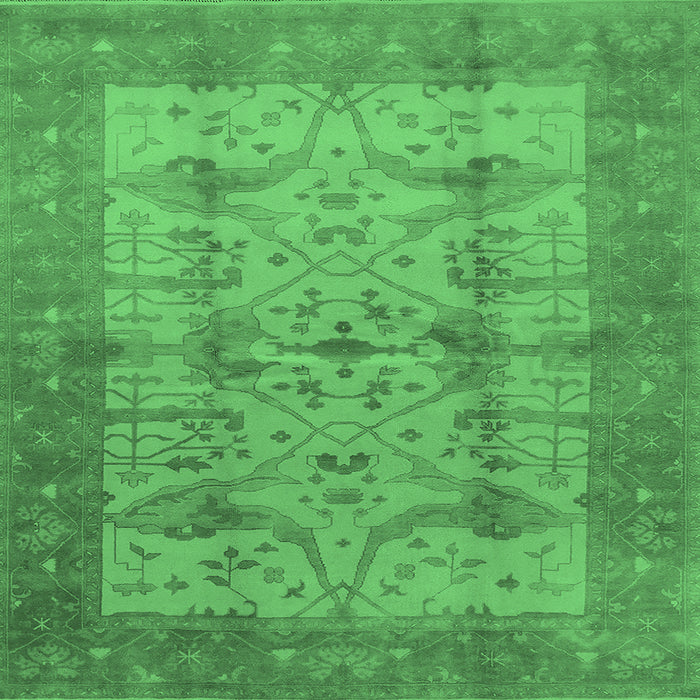 Square Oriental Emerald Green Industrial Rug, urb593emgrn