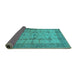 Sideview of Oriental Turquoise Industrial Rug, urb593turq