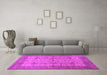 Machine Washable Oriental Pink Industrial Rug in a Living Room, wshurb593pnk