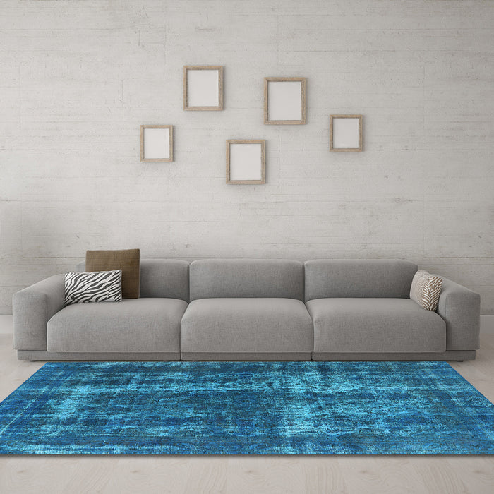 Machine Washable Persian Light Blue Bohemian Rug in a Living Room, wshurb594lblu