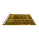 Sideview of Machine Washable Persian Yellow Bohemian Rug, wshurb594yw