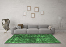 Machine Washable Persian Emerald Green Bohemian Area Rugs in a Living Room,, wshurb594emgrn