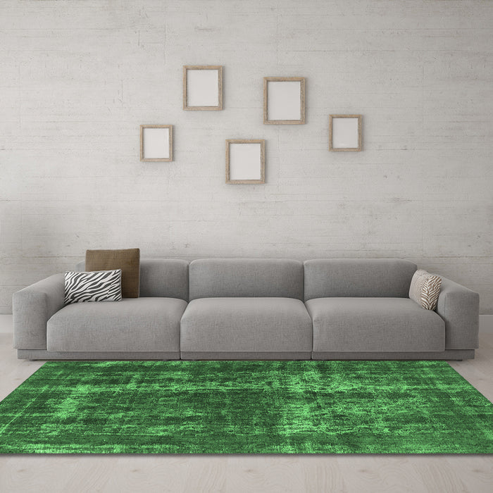 Machine Washable Persian Emerald Green Bohemian Area Rugs in a Living Room,, wshurb594emgrn