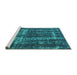 Sideview of Machine Washable Persian Turquoise Bohemian Area Rugs, wshurb594turq