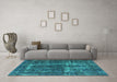 Machine Washable Persian Turquoise Bohemian Area Rugs in a Living Room,, wshurb594turq