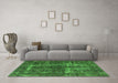 Machine Washable Persian Green Bohemian Area Rugs in a Living Room,, wshurb594grn