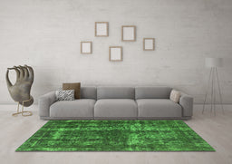 Machine Washable Persian Green Bohemian Area Rugs in a Living Room,, wshurb594grn