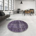 Round Mid-Century Modern Purple Persian Rug in a Office, urb594