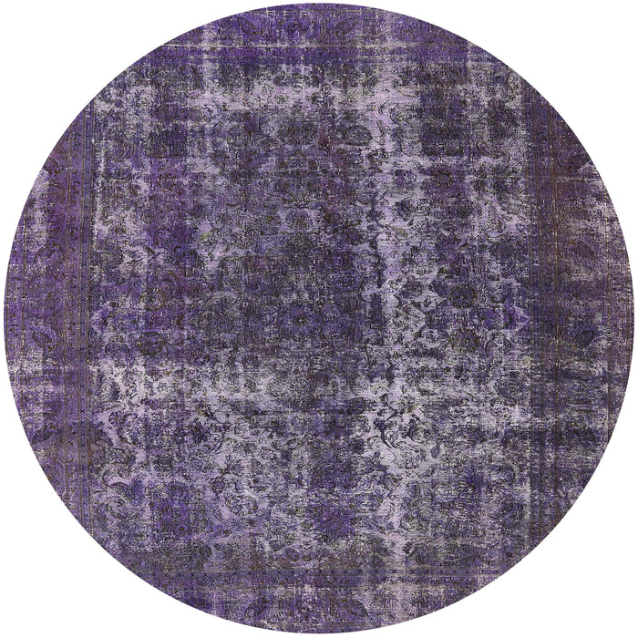Round Machine Washable Industrial Modern Purple Haze Purple Rug, wshurb594