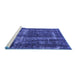 Sideview of Machine Washable Persian Blue Bohemian Rug, wshurb594blu