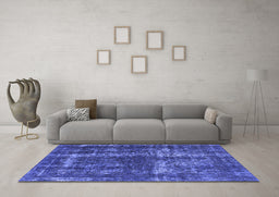 Machine Washable Persian Blue Bohemian Rug in a Living Room, wshurb594blu