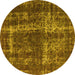 Round Persian Yellow Bohemian Rug, urb594yw