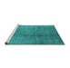 Sideview of Machine Washable Solid Turquoise Modern Area Rugs, wshurb595turq