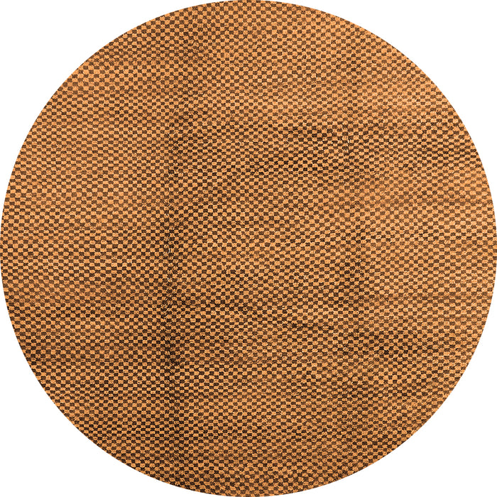 Round Machine Washable Solid Orange Modern Area Rugs, wshurb595org