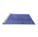 Sideview of Machine Washable Solid Blue Modern Rug, wshurb595blu