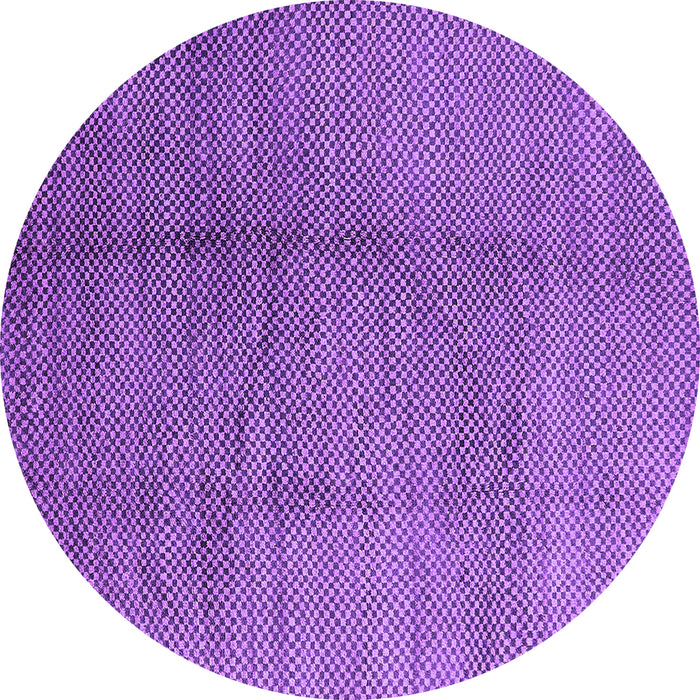 Round Machine Washable Solid Purple Modern Area Rugs, wshurb595pur