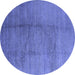 Round Solid Blue Modern Rug, urb595blu