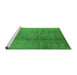 Sideview of Machine Washable Solid Green Modern Area Rugs, wshurb595grn