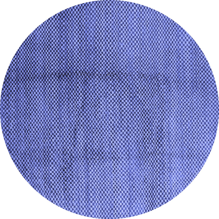 Round Machine Washable Solid Blue Modern Rug, wshurb595blu