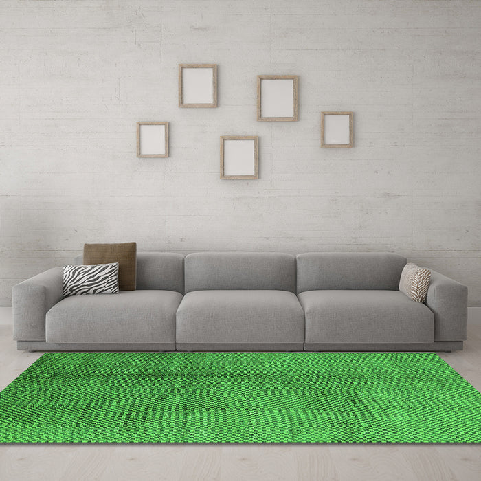 Machine Washable Solid Green Modern Area Rugs in a Living Room,, wshurb595grn