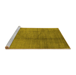 Sideview of Machine Washable Solid Yellow Modern Rug, wshurb595yw