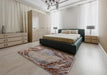 Mid-Century Modern Reddish Brown Oriental Rug in a Bedroom, urb596