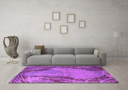 Machine Washable Oriental Purple Industrial Area Rugs in a Living Room, wshurb596pur