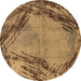 Round Oriental Brown Industrial Rug, urb596brn