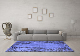 Machine Washable Oriental Blue Industrial Rug in a Living Room, wshurb596blu