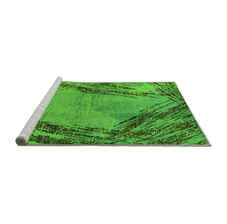 Sideview of Machine Washable Oriental Green Industrial Area Rugs, wshurb596grn