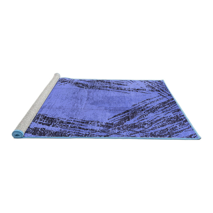 Sideview of Machine Washable Oriental Blue Industrial Rug, wshurb596blu