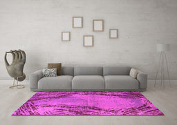 Machine Washable Oriental Pink Industrial Rug in a Living Room, wshurb596pnk
