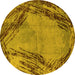 Round Oriental Yellow Industrial Rug, urb596yw