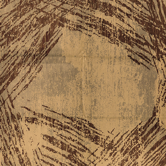 Square Machine Washable Oriental Brown Industrial Rug, wshurb596brn